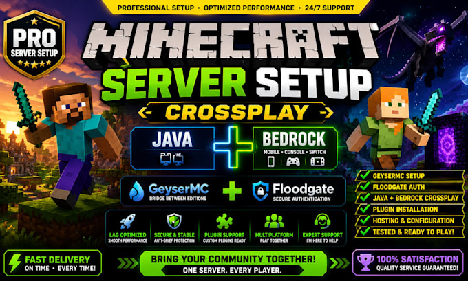 minecraft server setup crossplay geysermc floodgate hosting pro java bedrock