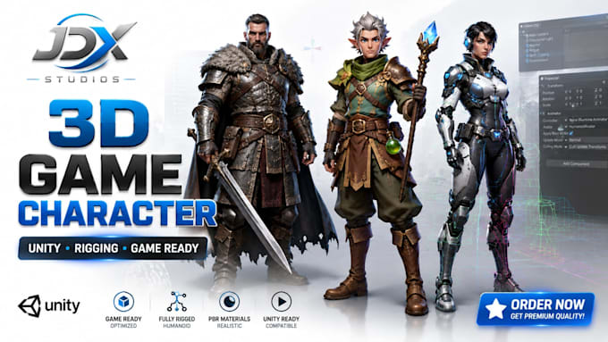 develop 3d game ready character in unity without rigging