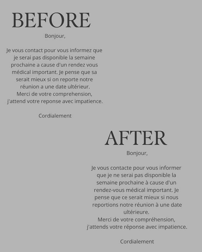 proofread and correct your french text