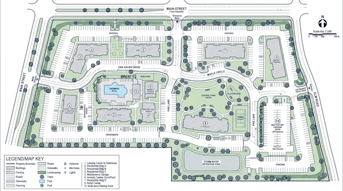 design 2d site plan, property layout, plot plan and site map