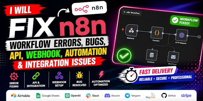 fix n8n workflow errors bugs api webhook automation and integration issues