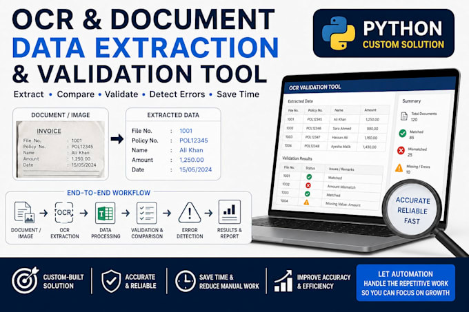 build a python ocr document data extraction and validation tool