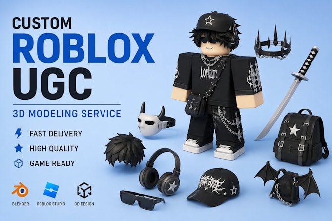 create a 3d roblox ugc accessory, ugc model, roblox clothing