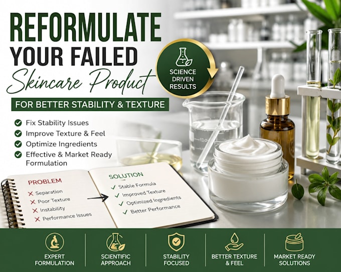reformulate your failed skincare product for better stability and texture