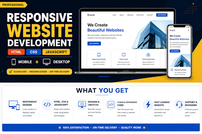 build a responsive website using HTML CSS and javascript