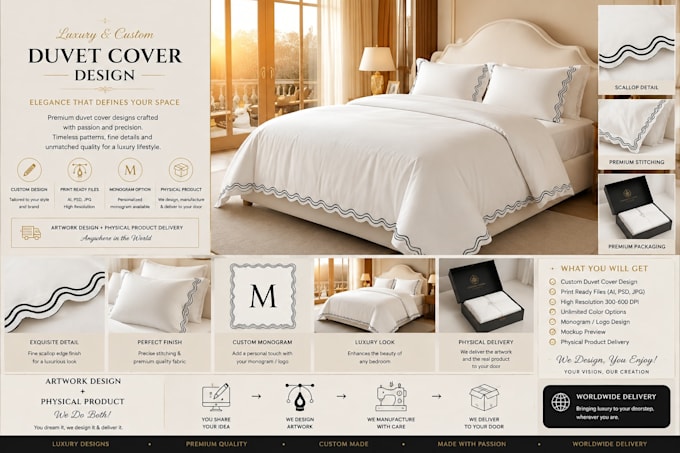 luxury bedding and duvet covers with physical product delivery