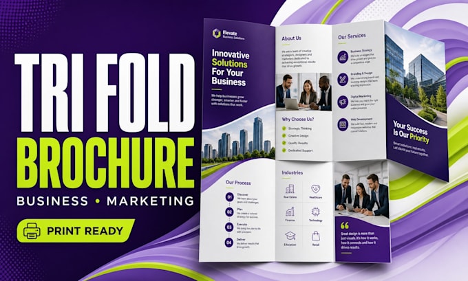 create tri fold business and marketing brochure design