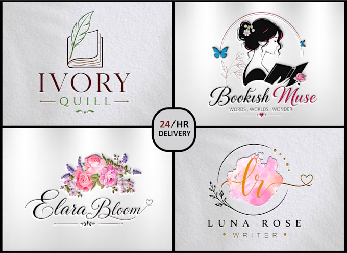 design a creative feminine author logo for your brand