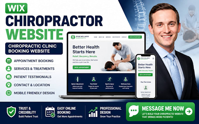 design redesign wix chiropractor website chiropractic clinic booking website