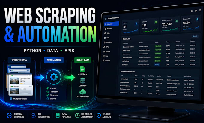 build python web scrapers and automation