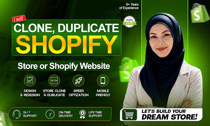 clone, redesign, duplicate shopify stores or build shopify website