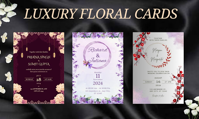 design luxury floral wedding cards and rsvp set
