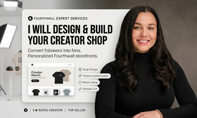 do fourthwall website merch design, redesign fourthwall store print on demand