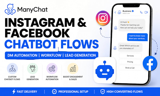 build manychat chatbot flows for instagram facebook workflow ig dm automation