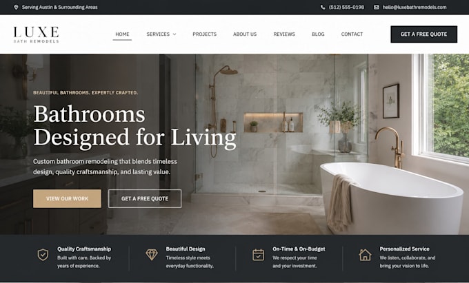 build wix bathroom remodeling website squarespace renovation contractor website