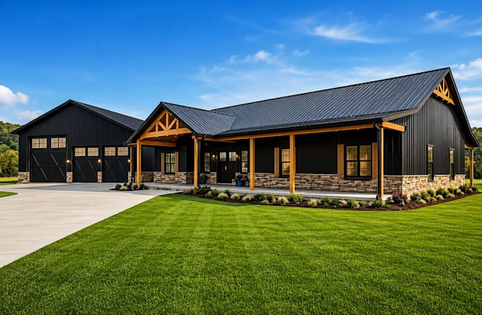 design barndominium plan and pole barn house plan for permit