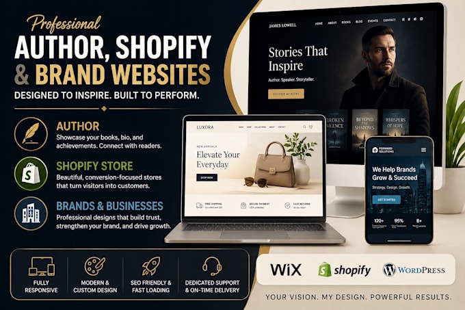 create a stunning author, shopify, or brand website