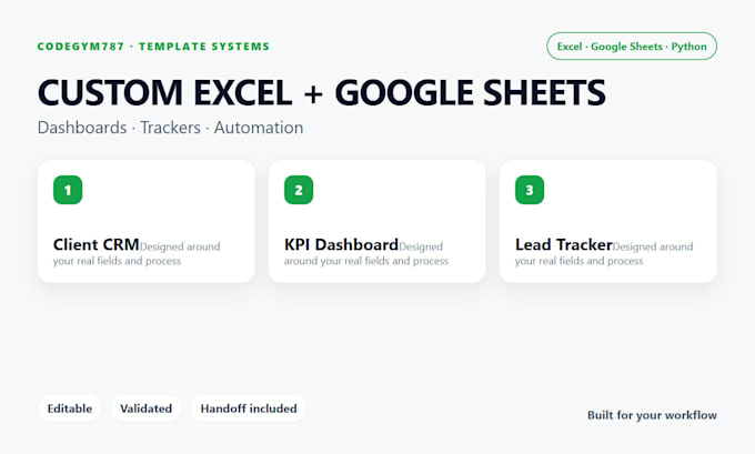 build custom excel google sheets dashboards trackers and automations