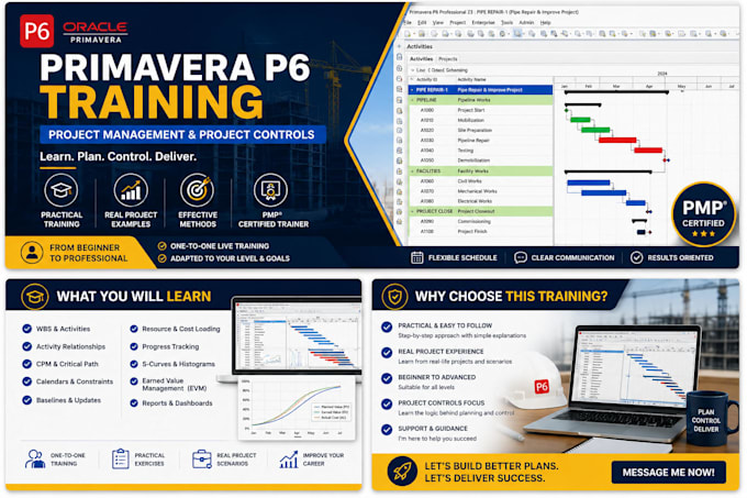 teach you project management, project planning and primavera p6