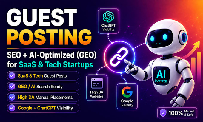 do manual SEO, GEO guest post backlinks for saas and tech startups