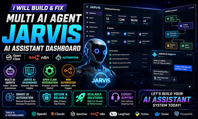 build fix multi ai agent jarvis ai assistant dashboard open claw n8n automation