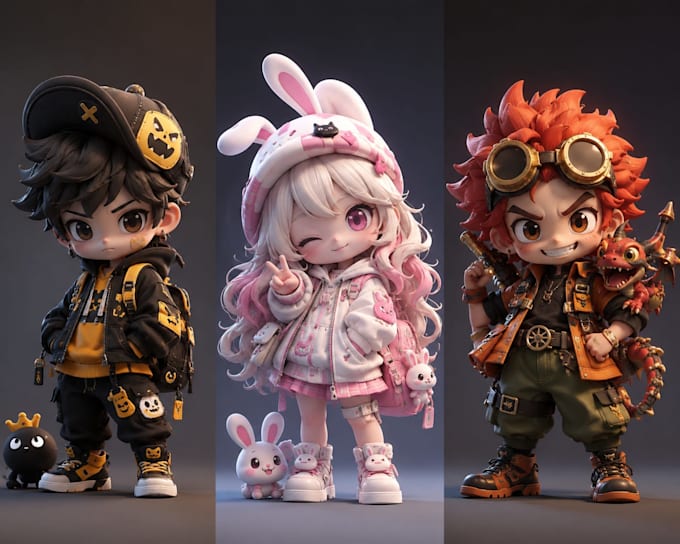 model 3d characters from stylized low poly to aaa