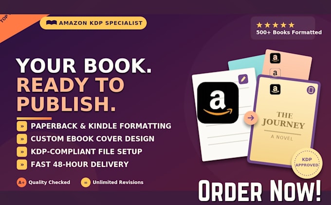 professionally format your amazon kdp book, paperback and kindle ebooks