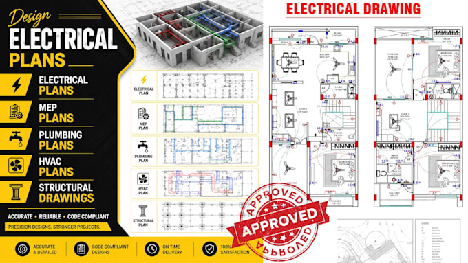architectural electrical drawings, mep plans, plumbing, hvac autocad