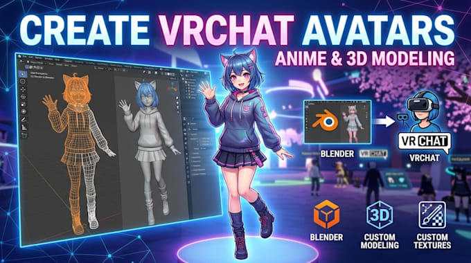 create vrchat anime avatar using blender for custom 3d character modeling