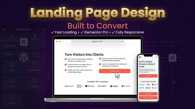 design and build a landing page with wordpress and elementor