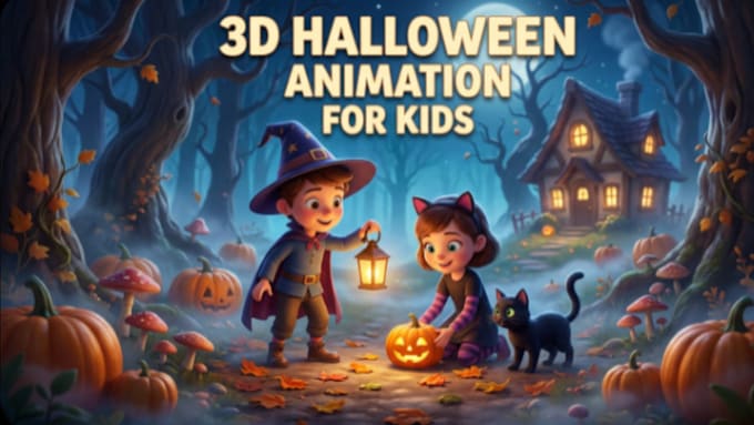 create 3d children book for halloween animation