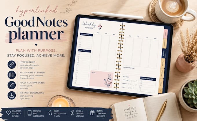 design a hyperlinked goodnotes digital planner for your etsy shop