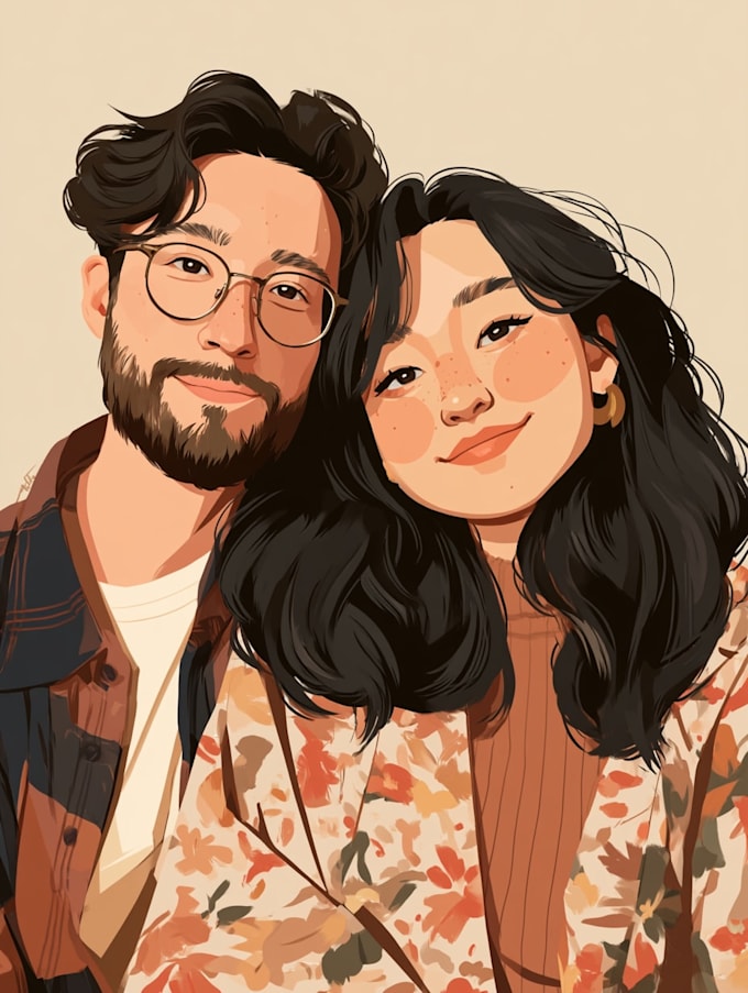 couple portrait wedding portrait illustration