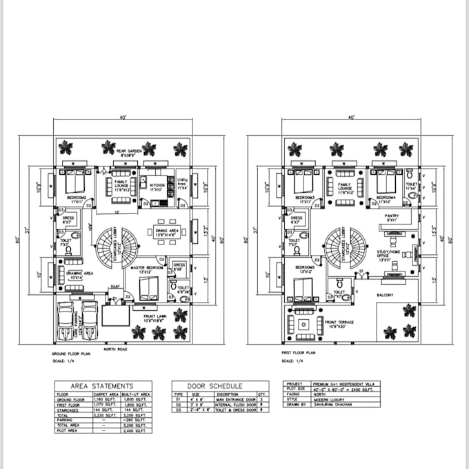 design custom 2d house maps and villa plans