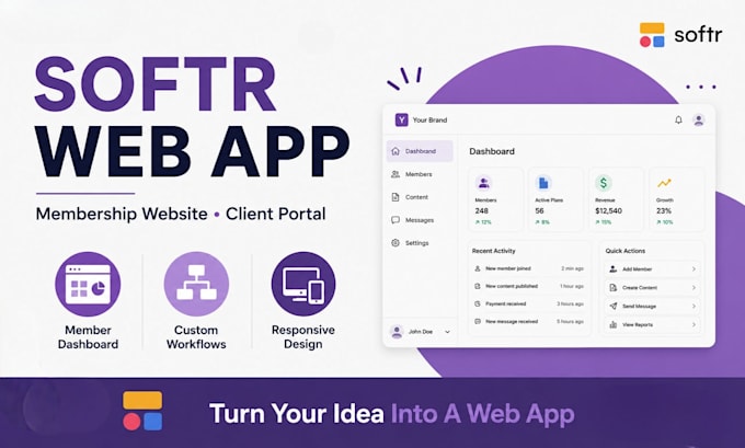 build a softr membership and custom web application and clients portal