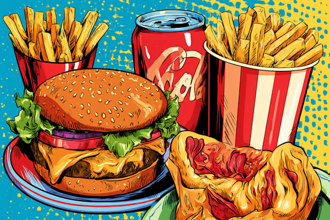 make a food pop art illustration