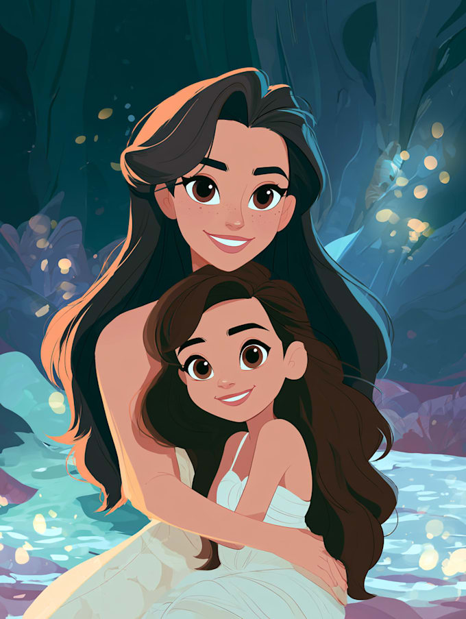 make a disney cartoon illustration