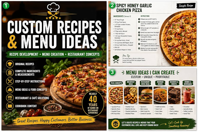 create custom recipes and restaurant menu ideas