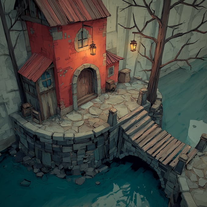 create 2d game environment concept art and illustration