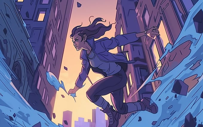 draw in comic style and retro colors