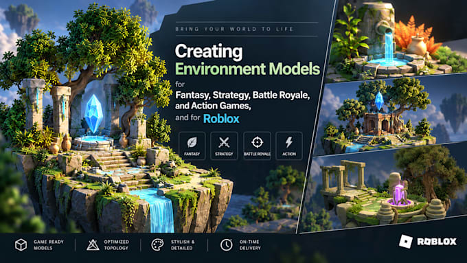 create environment for roblox, fantasy, strategy, battle royale, action game