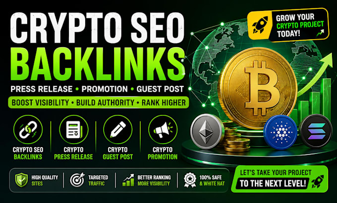 do crypto seo backlinks, press release, crypto promotion, and crypto guest post