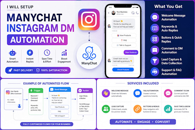 create manychat instagram dm automation and chatbot