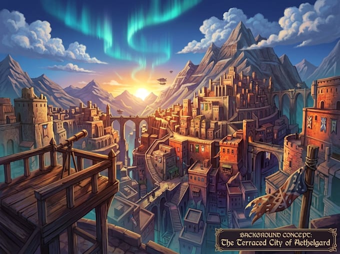 create stunning fantasy landscape, background illustration