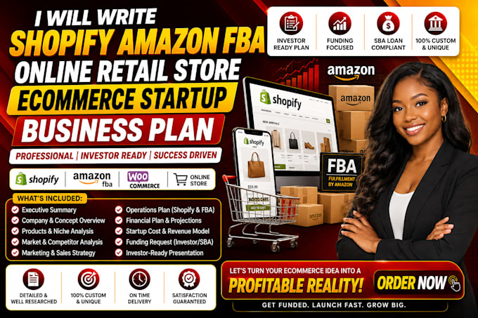 write a shopify amazon fba online retail store ecommerce startup business plan