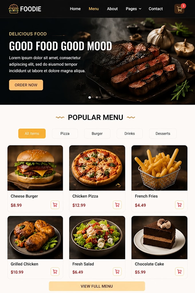 build a restaurant website with online ordering and admin