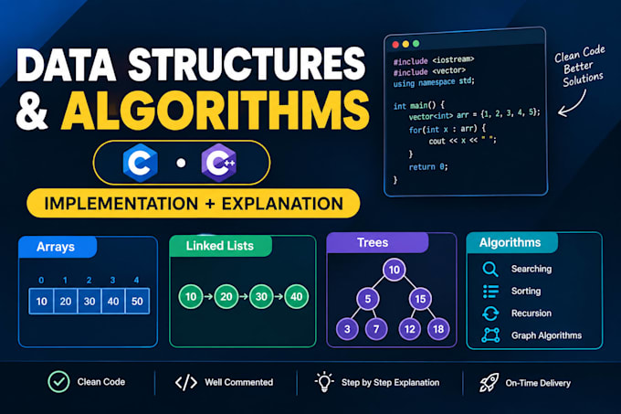 implement data structures and algorithms in c or cpp