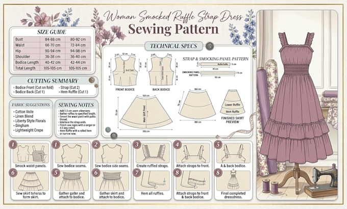 create step by step sewing instructions manual with illustrations