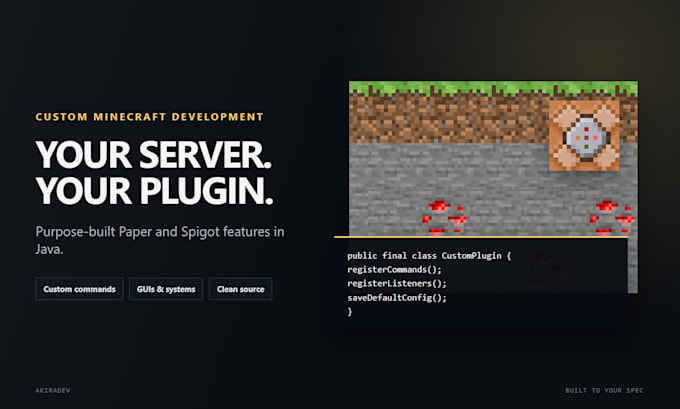 develop a custom minecraft paper or spigot plugin