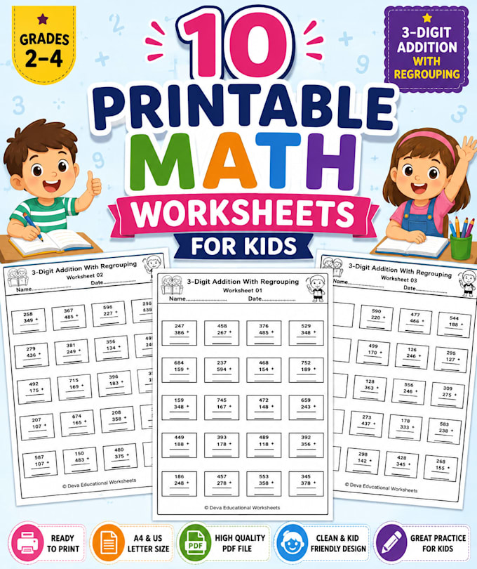 create printable math worksheets for kids